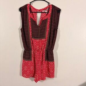 Forever 21 Contemporary Romper Womens Medium Red Black Tribal Boho Geometric